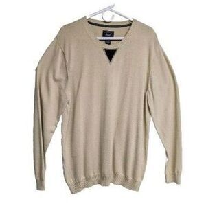 G.H. Bass Sweater Men X-Large Long Sleeve Crewneck Pullover Cotton Beige XL
